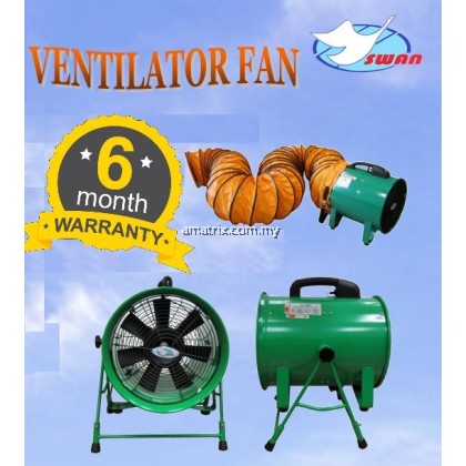SWAN SHT30A Portable Ventilation Fan, 12″, 520W, 60m3/min, 2800rpm With 5m flexible hose.